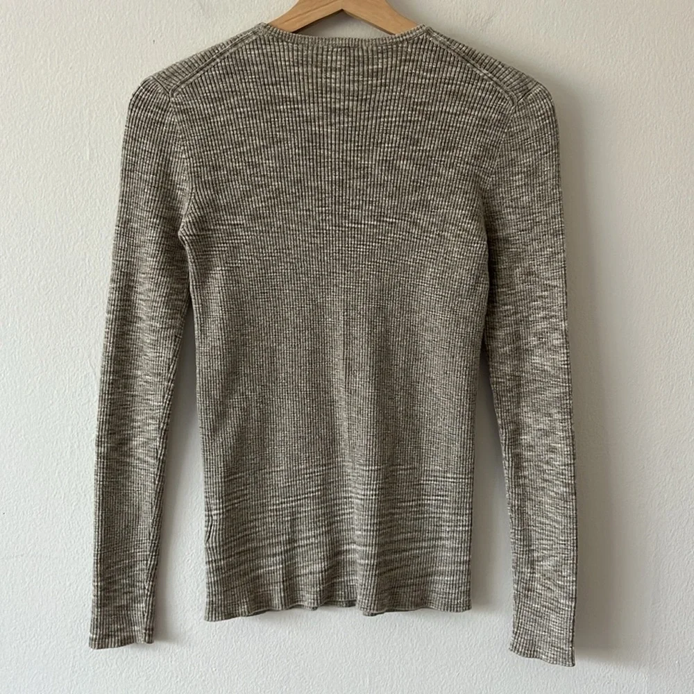 Tibi Printed Combed Cotton Sweater in Brown Crew Neck Fitted‎ Pullover size XXS